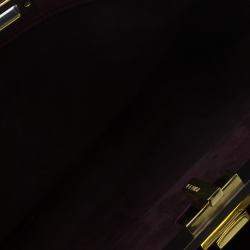 Pre Owned Fendi Burgundy Leather Large Peekaboo Top Handle Bag