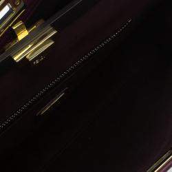 Pre Owned Fendi Burgundy Leather Large Peekaboo Top Handle Bag