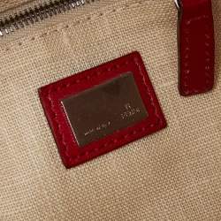 Fendi Red Canvas and Leather Trim Maxi Baguette Embellished Flap Shoulder Bag