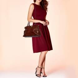 مملوكة مسبقًا Fendi Brown Python Medium Peekaboo Top Handle Bag