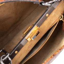 مملوكة مسبقًا Fendi Brown Python Medium Peekaboo Top Handle Bag