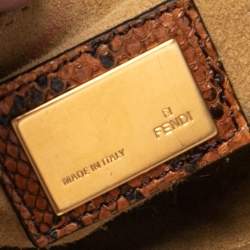 مملوكة مسبقًا Fendi Brown Python Medium Peekaboo Top Handle Bag