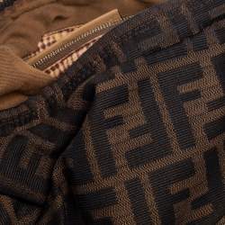 Pre Owned Fendi Tobacco Zucca Canvas and Textured Leather Chef Chain Link Hobo