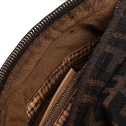Pre Owned Fendi Tobacco Zucca Canvas and Textured Leather Chef Chain Link Hobo