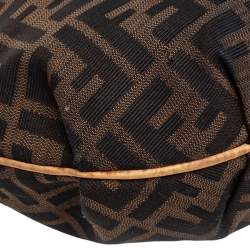 Pre Owned Fendi Tobacco Zucca Canvas and Textured Leather Chef Chain Link Hobo