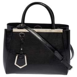Pre Owned Fendi Black Patent Leather Mini 2jours Tote