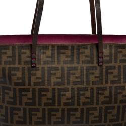 مملوكة مسبقًا حقيبة يد توتس فندي رول شوبر كانفاس توباكو زوكا مقوى صغيرة