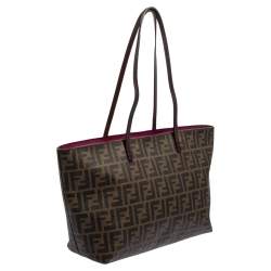 مملوكة مسبقًا حقيبة يد توتس فندي رول شوبر كانفاس توباكو زوكا مقوى صغيرة