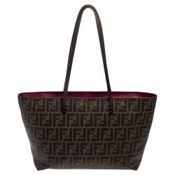 مملوكة مسبقًا حقيبة يد توتس فندي رول شوبر كانفاس توباكو زوكا مقوى صغيرة