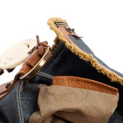 Pre Owned Fendi Blue Denim Chef Shoulder Bag