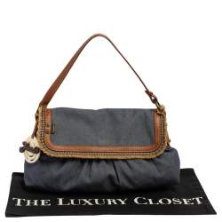 Pre Owned Fendi Blue Denim Chef Shoulder Bag