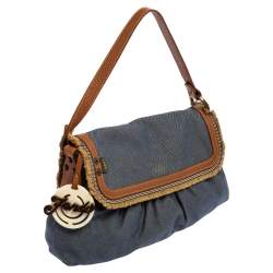 Pre Owned Fendi Blue Denim Chef Shoulder Bag
