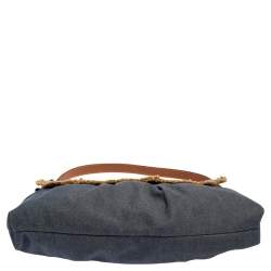 Pre Owned Fendi Blue Denim Chef Shoulder Bag
