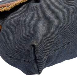 Pre Owned Fendi Blue Denim Chef Shoulder Bag