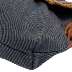 Pre Owned Fendi Blue Denim Chef Shoulder Bag