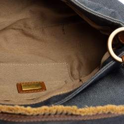 Pre Owned Fendi Blue Denim Chef Shoulder Bag