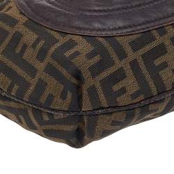 Pre Owned Fendi Tobacco Zucca Canvas And Leather Spy Hobo
