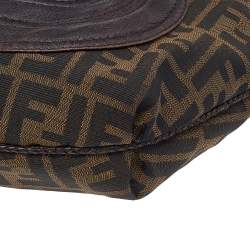 Pre Owned Fendi Tobacco Zucca Canvas And Leather Spy Hobo