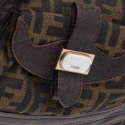 Pre Owned Fendi Tobacco Zucca Canvas And Leather Spy Hobo