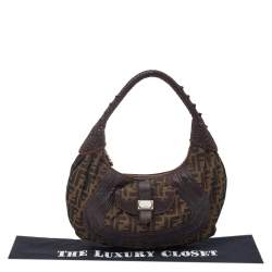 Pre Owned Fendi Tobacco Zucca Canvas And Leather Spy Hobo