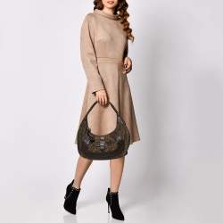 Pre Owned Fendi Tobacco Zucca Canvas And Leather Spy Hobo