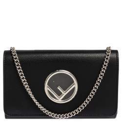 Fendi Velvet Wallet on Chain in Black