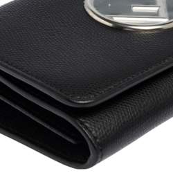 Pre Owned Fendi Black Leather Small Divisa F Wallet On Chain Clutch