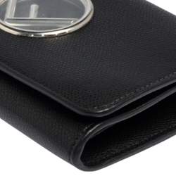Pre Owned Fendi Black Leather Small Divisa F Wallet On Chain Clutch