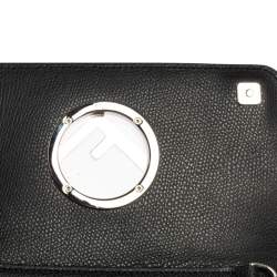 Pre Owned Fendi Black Leather Small Divisa F Wallet On Chain Clutch