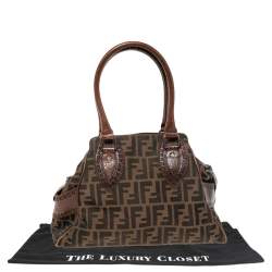 Pre Owned Fendi Tobacco Zucca Canvas and Leather Chef De Jour Bag