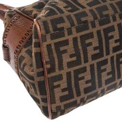 Pre Owned Fendi Tobacco Zucca Canvas and Leather Chef De Jour Bag