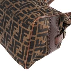 Pre Owned Fendi Tobacco Zucca Canvas and Leather Chef De Jour Bag