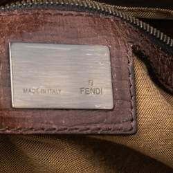 Pre Owned Fendi Tobacco Zucca Canvas and Leather Chef De Jour Bag