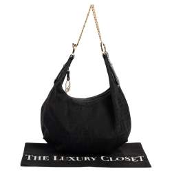 Pre Owned Fendi Black Zucca Canvas and Leather Chef Chain Link Hobo