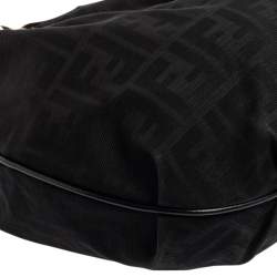 Pre Owned Fendi Black Zucca Canvas and Leather Chef Chain Link Hobo