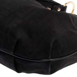 Pre Owned Fendi Black Zucca Canvas and Leather Chef Chain Link Hobo