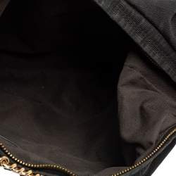 Pre Owned Fendi Black Zucca Canvas and Leather Chef Chain Link Hobo
