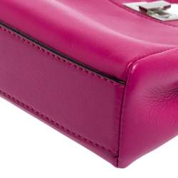 Pre Owned Fendi Fuchsia Leather Micro Peekaboo Crossbody Bag