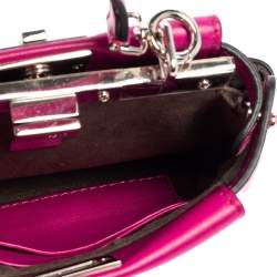 Pre Owned Fendi Fuchsia Leather Micro Peekaboo Crossbody Bag