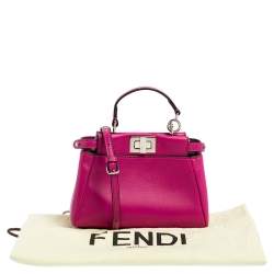 Pre Owned Fendi Fuchsia Leather Micro Peekaboo Crossbody Bag