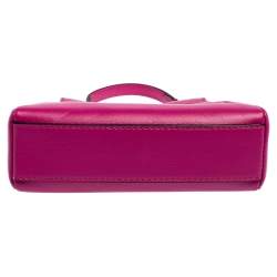 Pre Owned Fendi Fuchsia Leather Micro Peekaboo Crossbody Bag