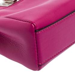 Pre Owned Fendi Fuchsia Leather Micro Peekaboo Crossbody Bag