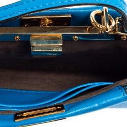 Pre Owned حقيبة كروس فندي مايكرو بيكابوو جلد أزرق