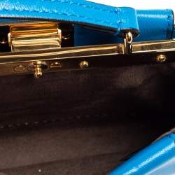 Pre Owned حقيبة كروس فندي مايكرو بيكابوو جلد أزرق