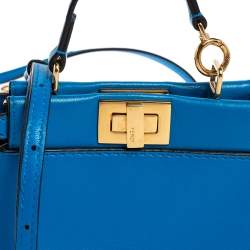 Pre Owned حقيبة كروس فندي مايكرو بيكابوو جلد أزرق