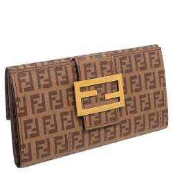 مملوكة مسبقًا محفظة فندي فوريفر كونتينينتال كانفاس مقوى زوكينو بني