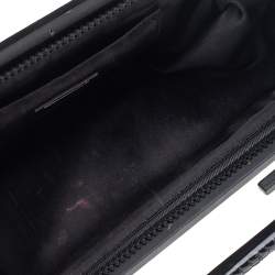 Pre Owned Fendi Black Mesh And Patent Leather Cutout Handle Clutch