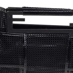 Pre Owned Fendi Black Mesh And Patent Leather Cutout Handle Clutch