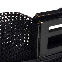 Pre Owned Fendi Black Mesh And Patent Leather Cutout Handle Clutch