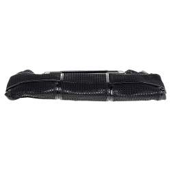 Pre Owned Fendi Black Mesh And Patent Leather Cutout Handle Clutch